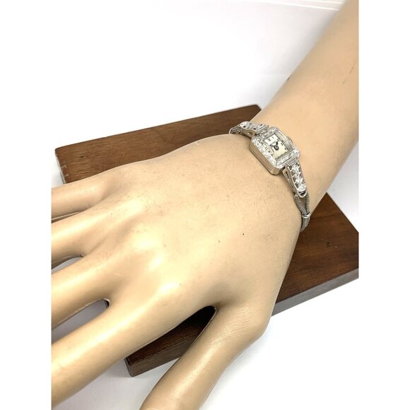 Lucien Picard Womens Watch Platinum Case Diamond Art Deco Swiss Hand Wind Petite - Picture 4 of 15